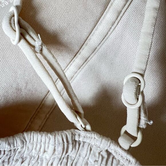 Willow & Root Cream Lace Bandeau with Scalloped Trim Smocked Back SZ S - Picture 7 of 9